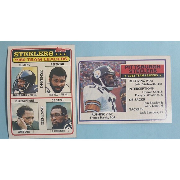 2) FRANCO HARRIS Pittsburgh Steelers Topps Team Leaders Cards 1981 & 1983 - Picture 1 of 2